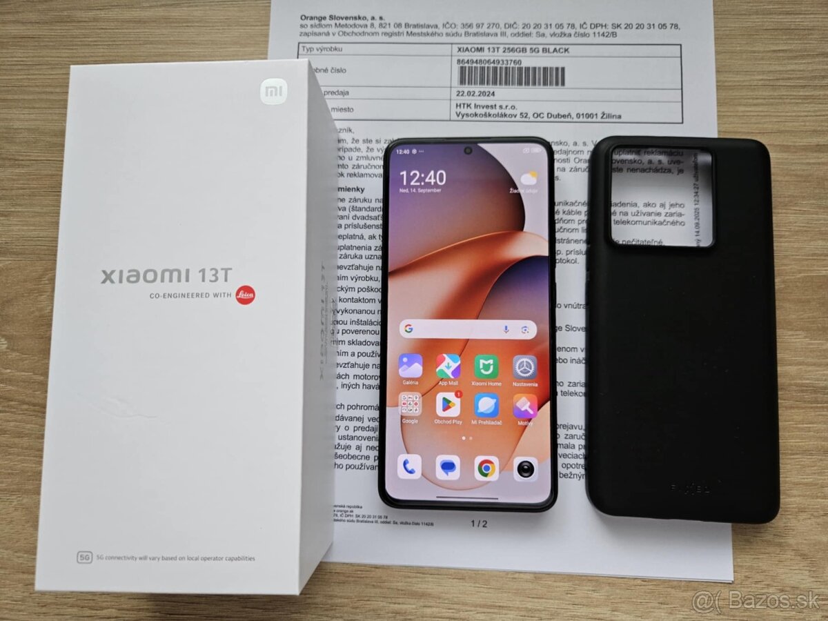 Xiaomi 13T cierny, 8GB / 256GB, zaruka, kryt,sklo