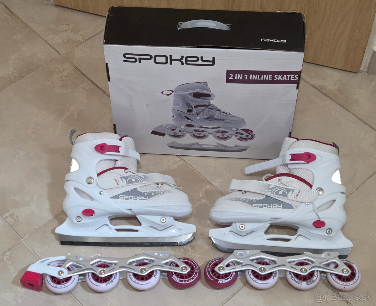 Dievčenské korčule s vymeniteľným podvozkom 2 v 1