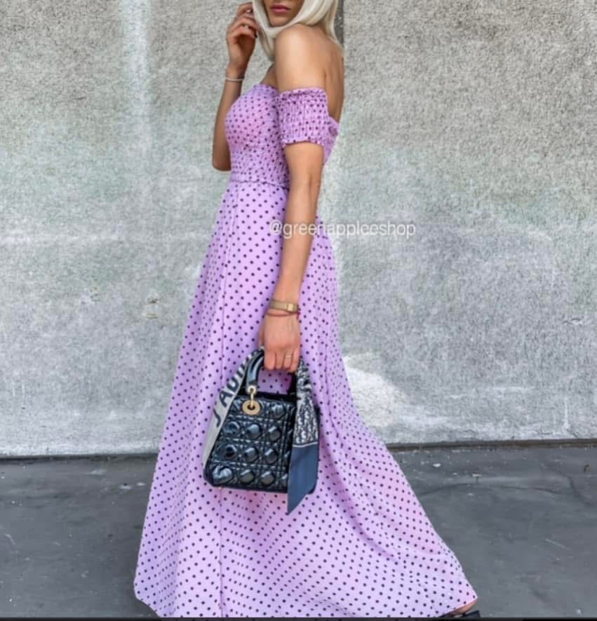 Maxi bodkované šaty greenapple