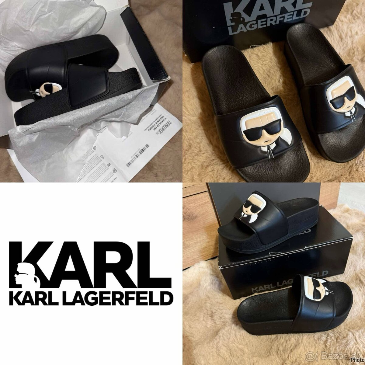 karl lagerfeld platform black luxusne stylove damske slapky