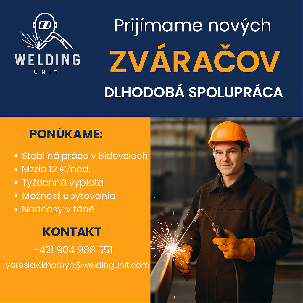 Stabilná práca pre zvárača CO2 – nástup ihneď