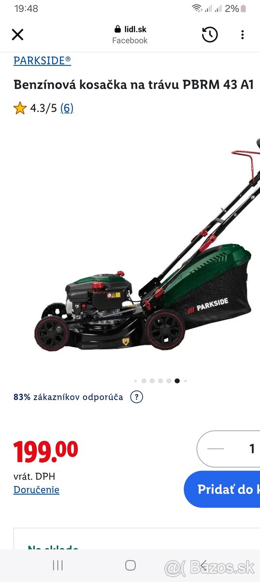 Predám skoro novú kosačku parkside