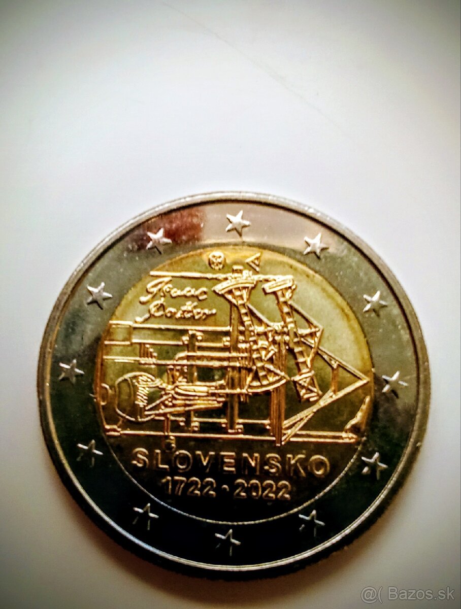 2 eurova minca Parný stroj na odčerpávanie vôd