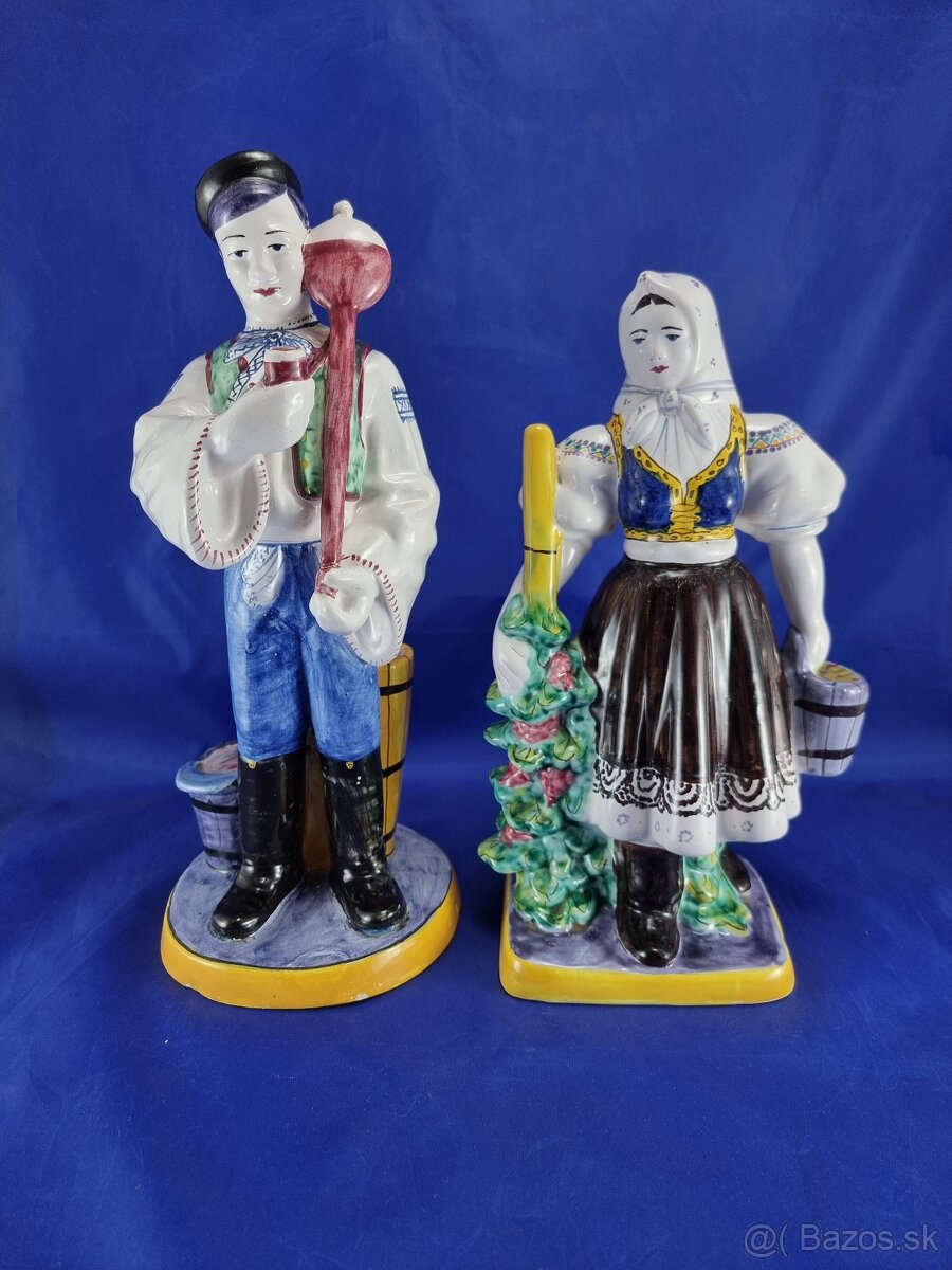 Staré fajansové sochy - MODRA - 31 a 27 cm