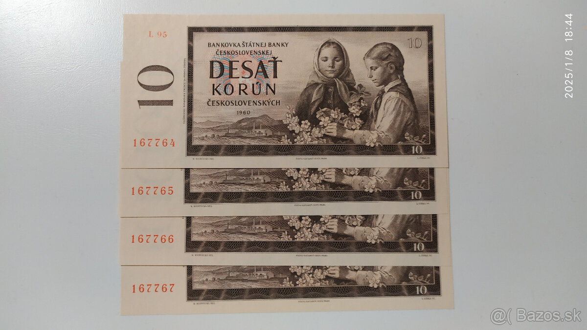 10 Kčs 1960 ..... 4 - postupka UNC, predposledná séria
