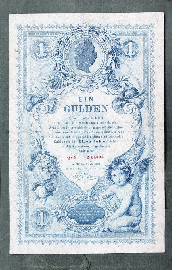 Staré bankovky Rakousko Uhersko 1 Gulden 1888