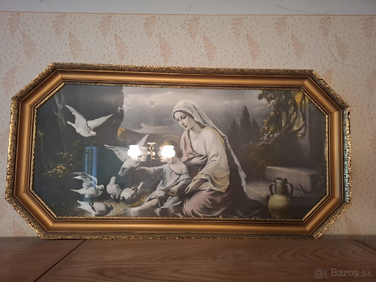 Veľký kresťanský obraz v historickom rame
