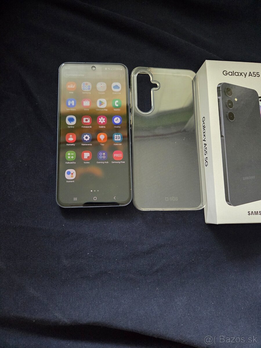 Samsung A55 5g duos tmavo modrý top stav