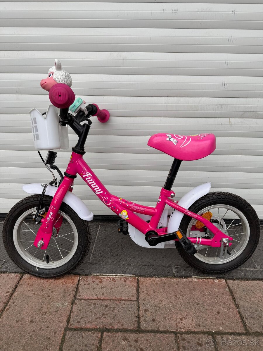 Dema funny 12 ružový, detský bicykel