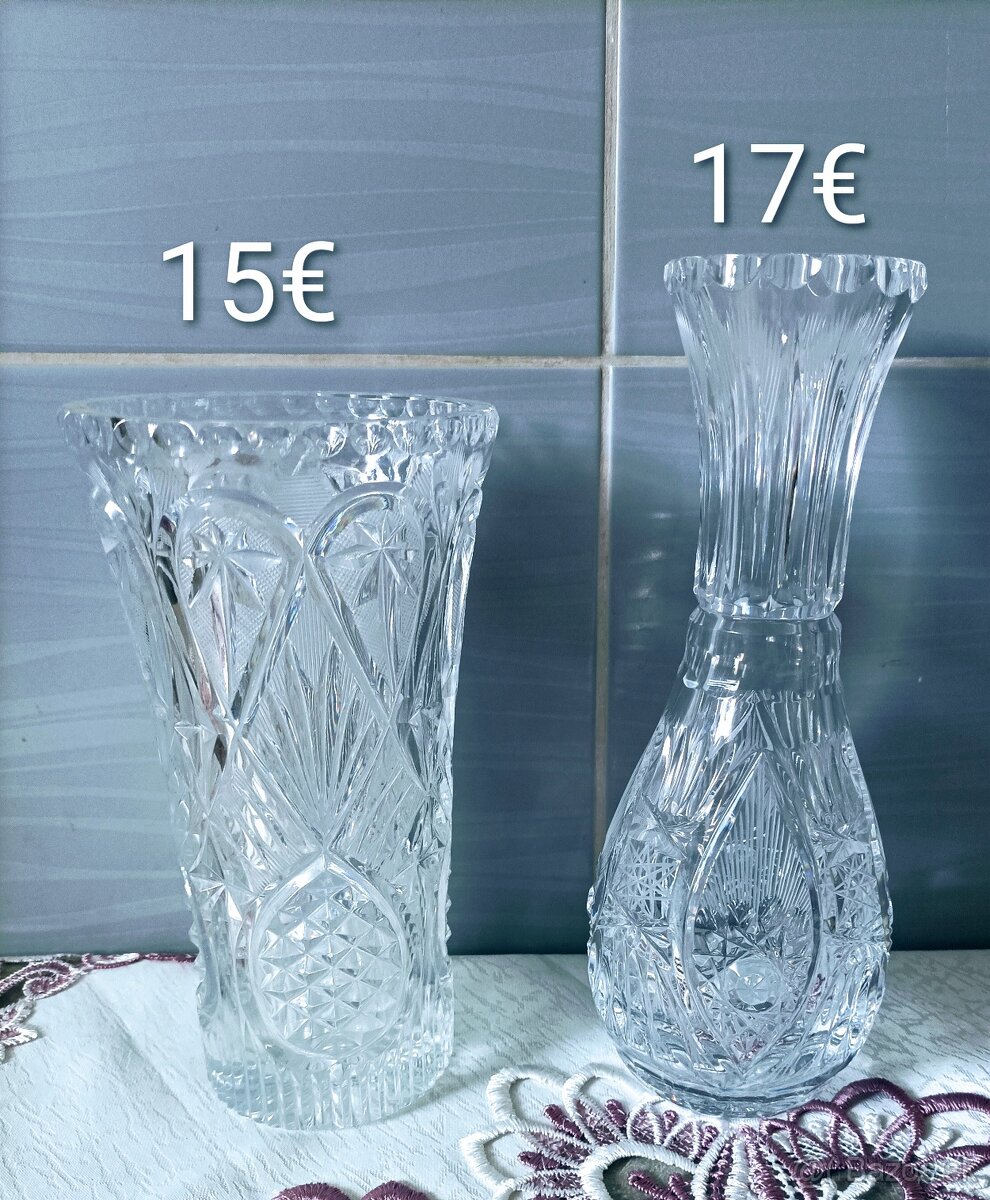 Krištáľové poháre, vázy