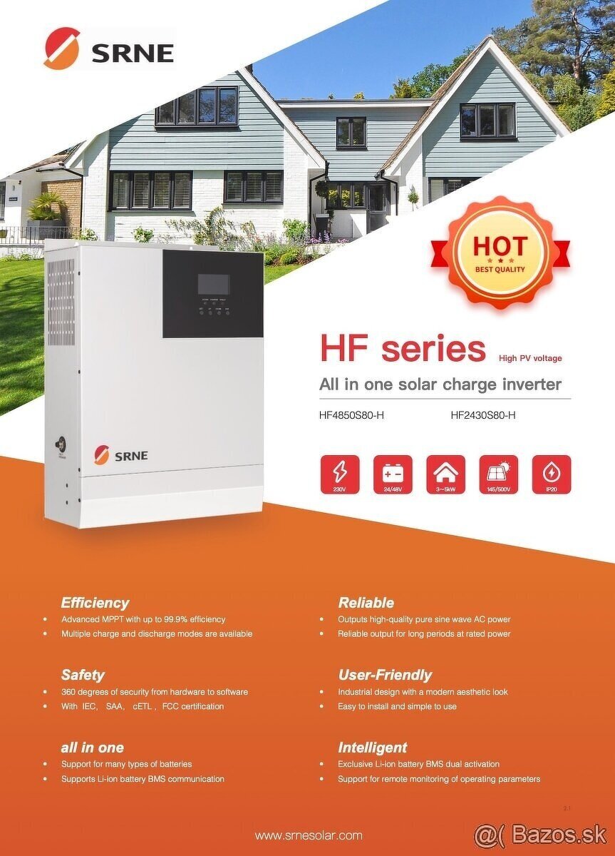 Predám nový hybridný/off-grid 1F 5kW menič/invertor 48V