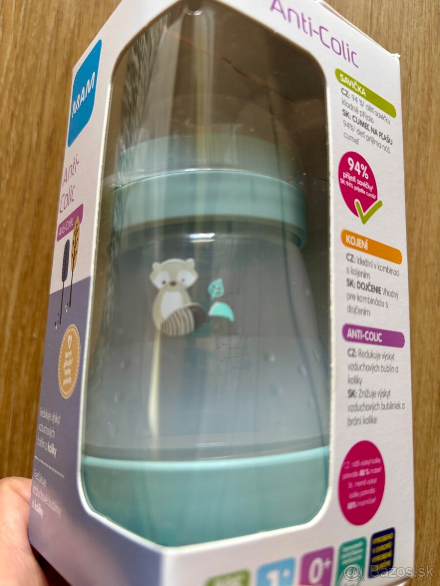 Anti Colic cumlíková fľaša, cumlík na fľašu, cumlík