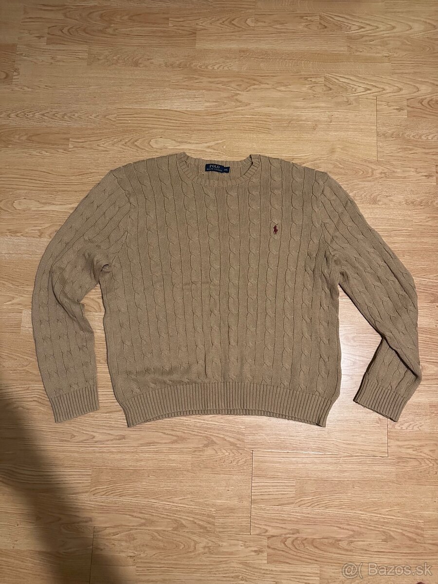 Sveter vrkoč Polo Ralph cable knit sveter béžový oldmoney