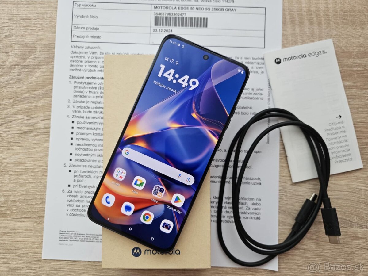 Motorola Edge 50 Neo,8GB/256 GB,sivy,ako novy,zaruka