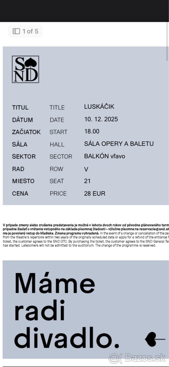 lístky do SND luskáčik