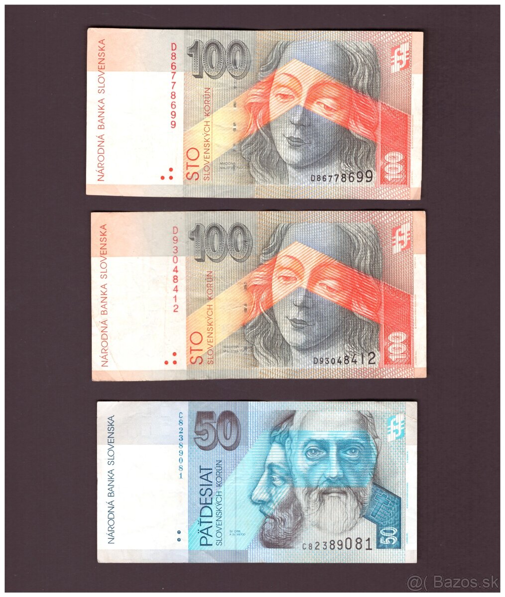Bankovky Slovenská koruna 50 a 100