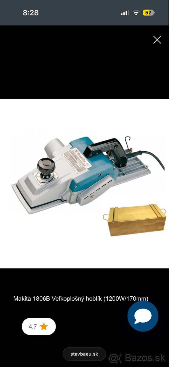 Predám elektrický hoblík Makita 170mm