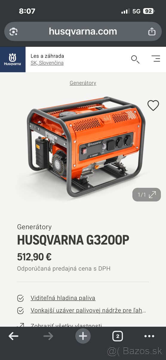 Husqvarna Generátor( el centrála) G3200P