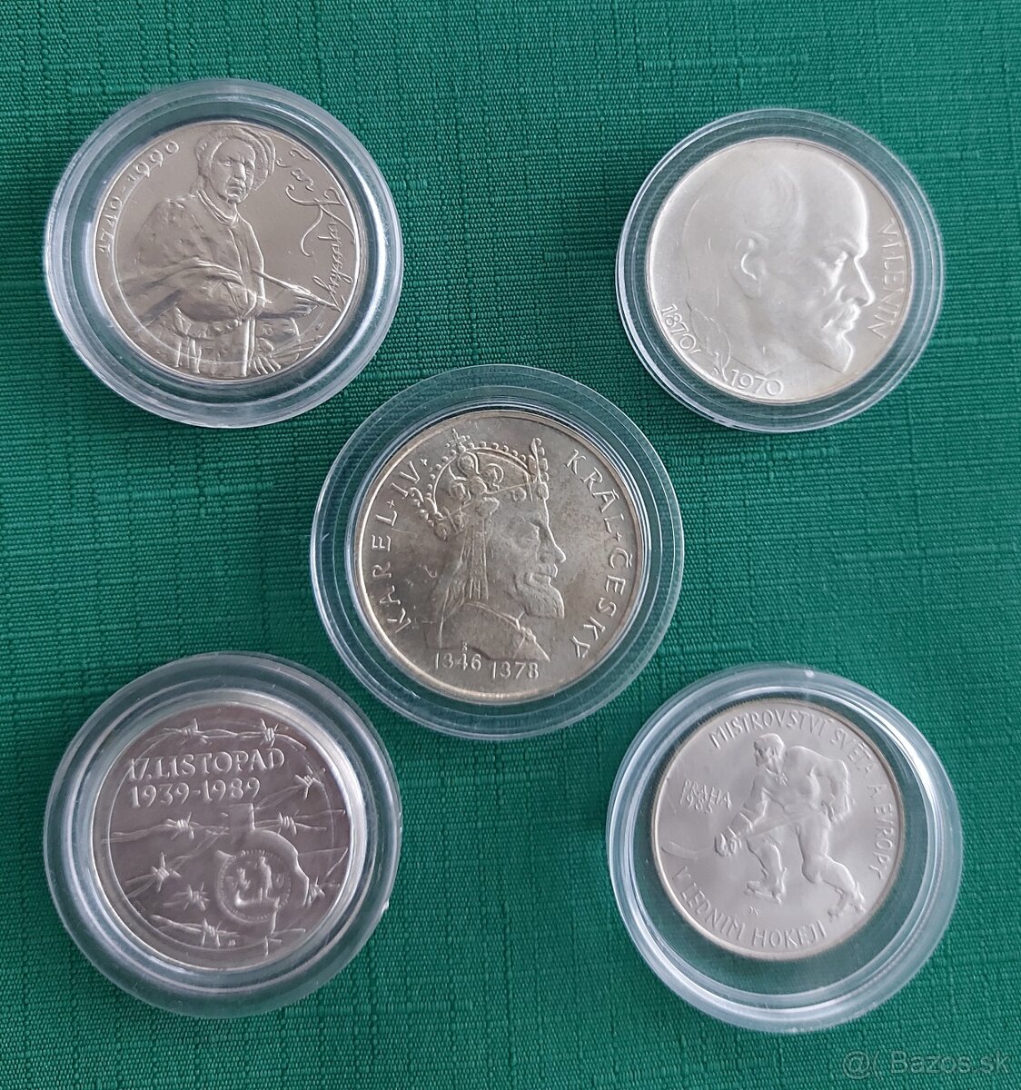 Strieborné pamätné mince ČSR, 1970, 1978, 1985, 1989, 1990 -