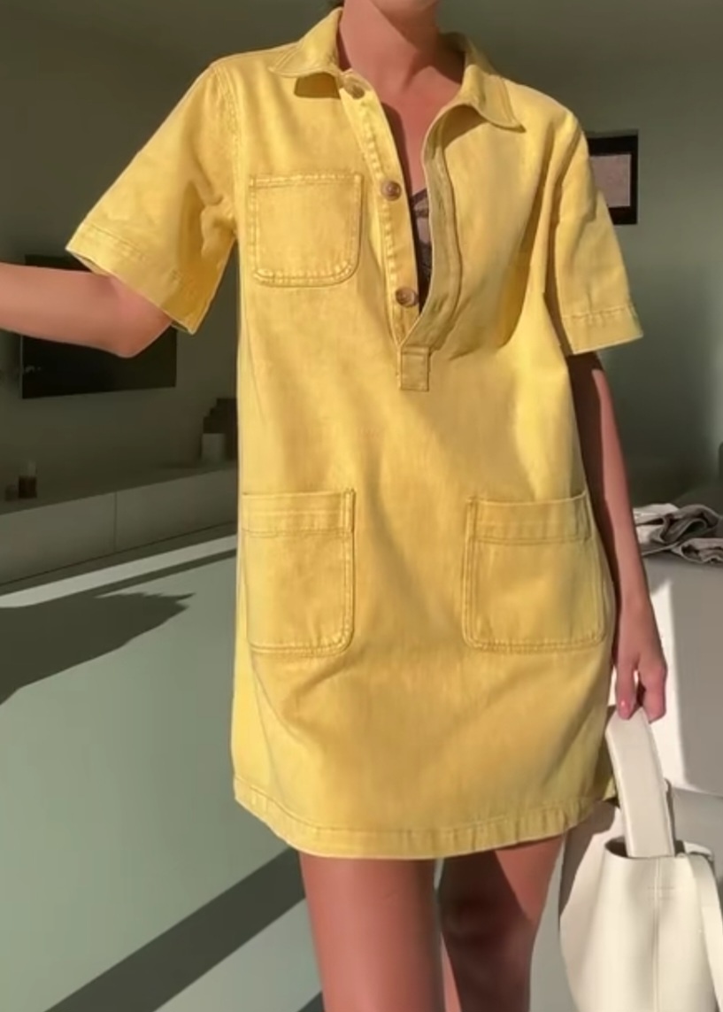 Denim saty s kratkym rukavom