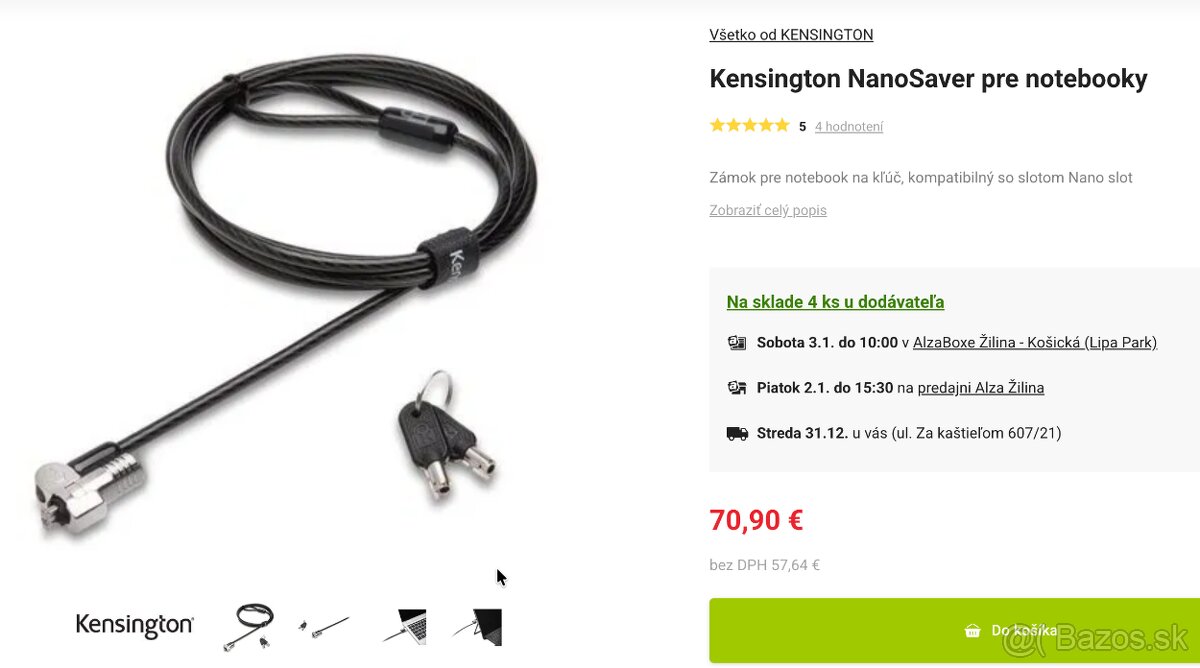 Bezpečnostné káble na notebook 2x (Kensington)