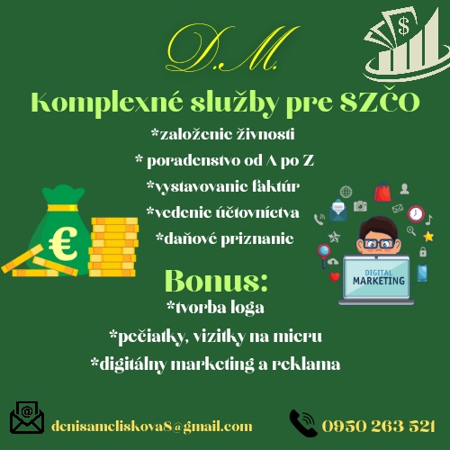 Ponukam spracovanie účtovníctva pre SZČO