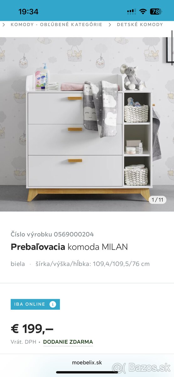 Komoda s prebalovacim pultom Milan (mobelix)