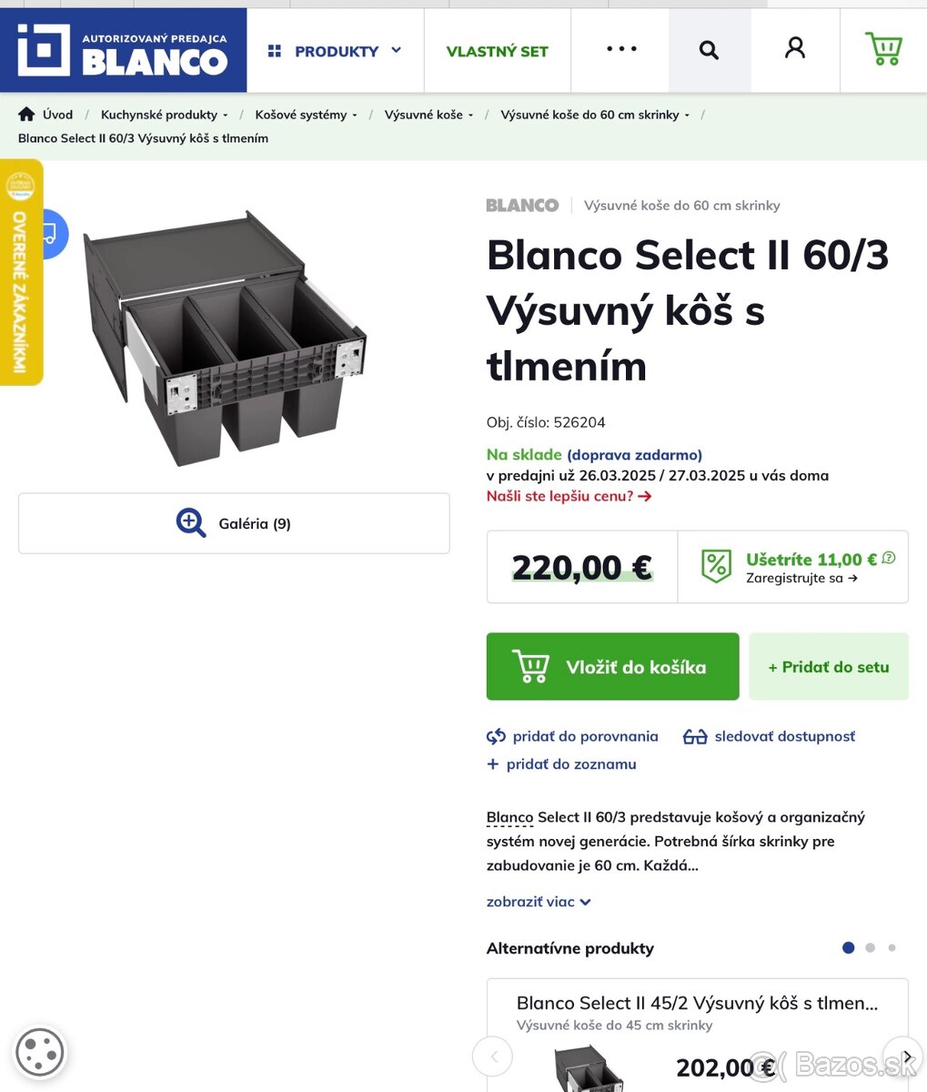 Výsuvné koše Blanco