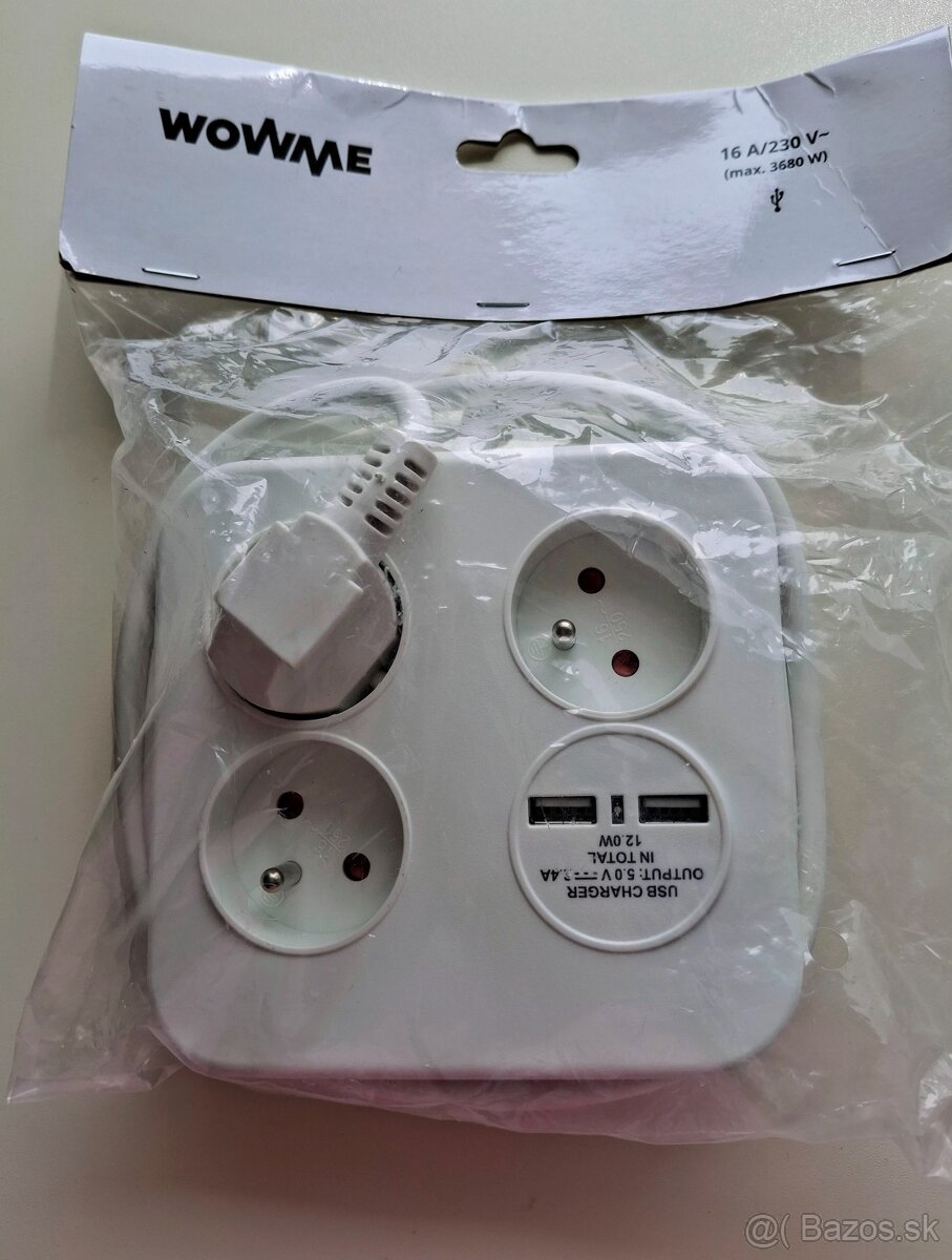 Predlžovací kábel ṣ̌tvorcový s usb