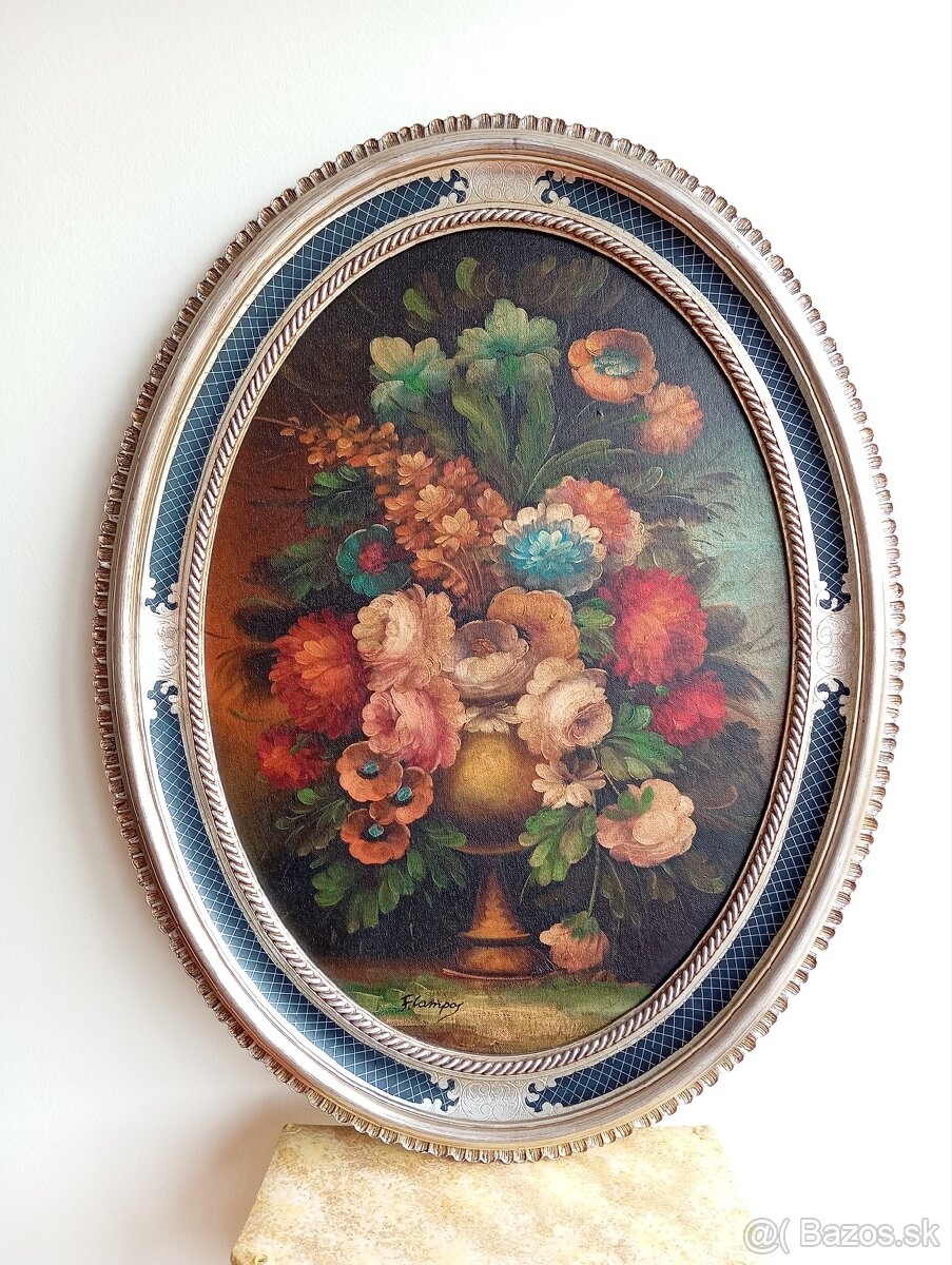 F. Campos - luxusný oválny olej na plátne 87x67