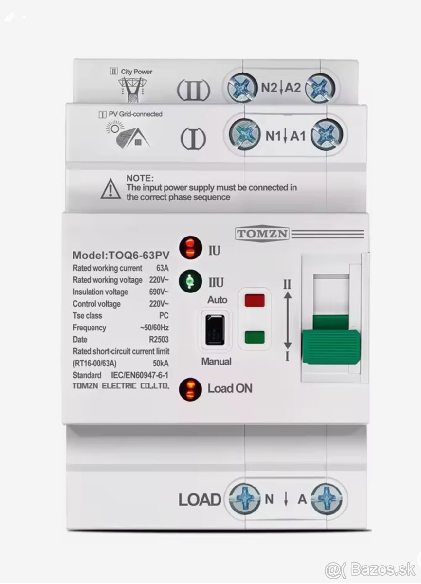 Predám Automaticky prepínač sieťi 1 Fazový 2P 63A