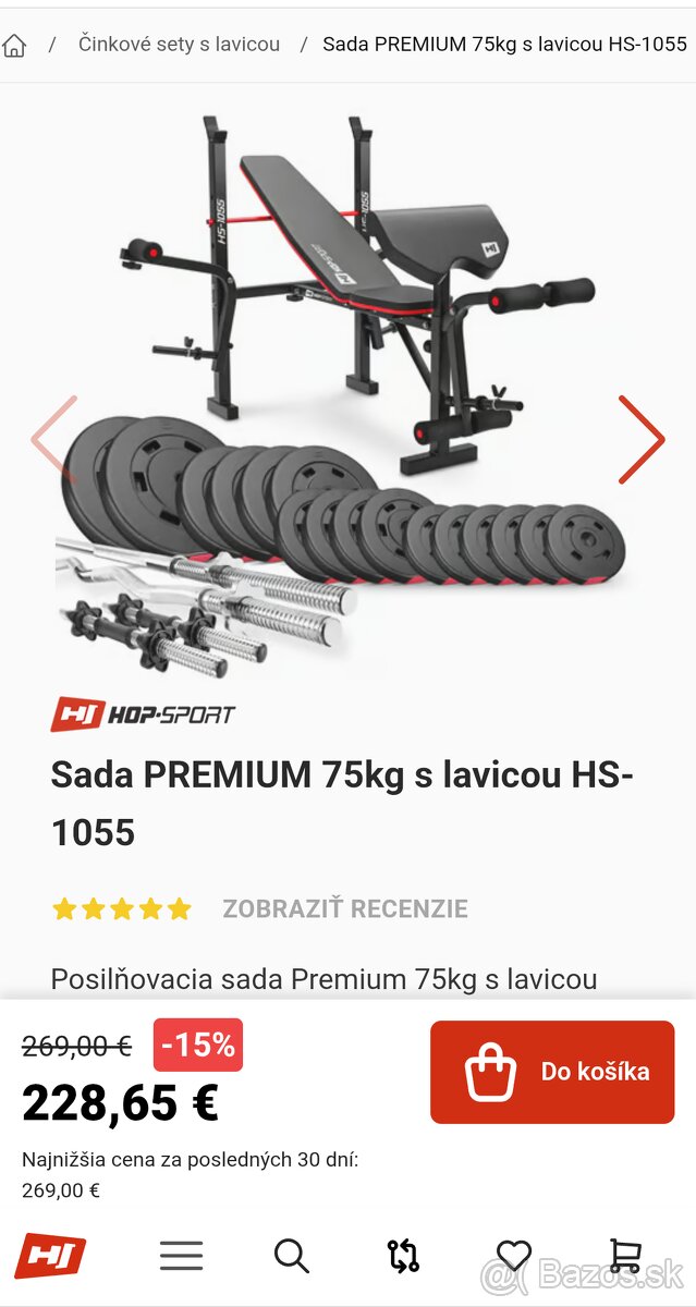 Činky a závažia lavička