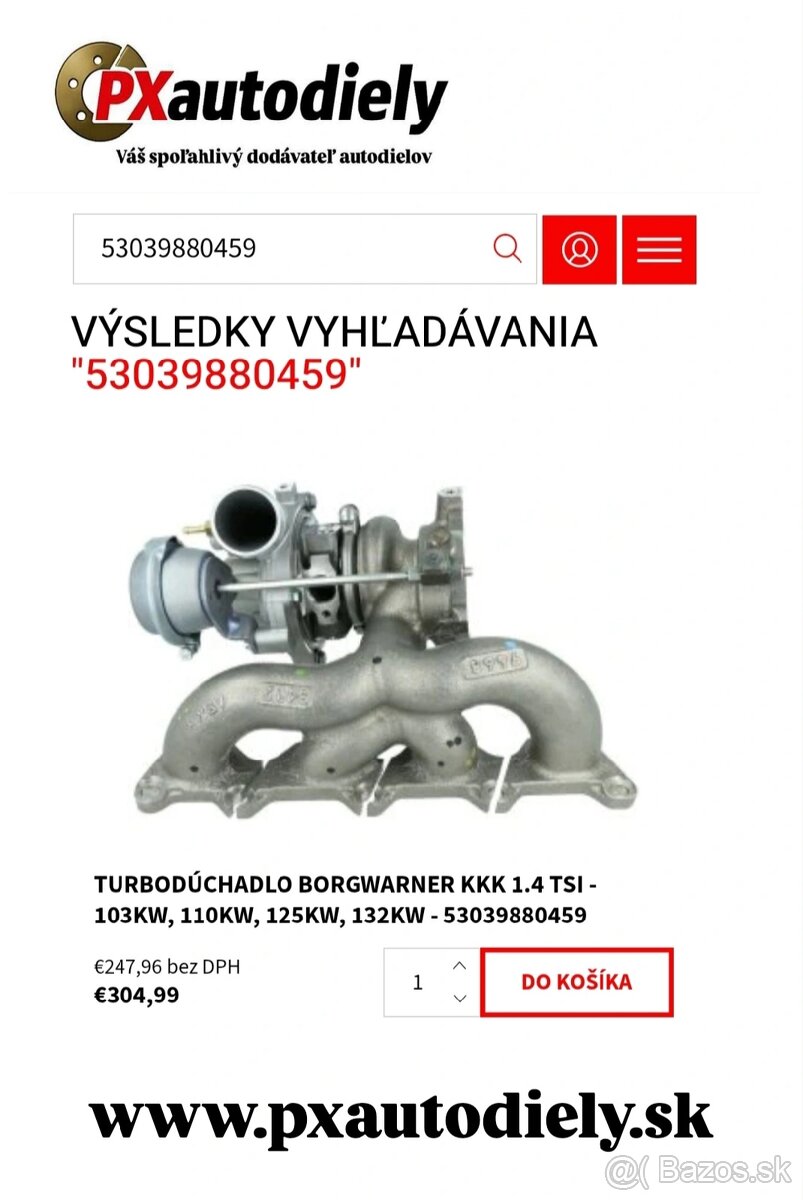 Turbo BorgWarner 1.4 TSi - 110kw, 118kw, 125kw