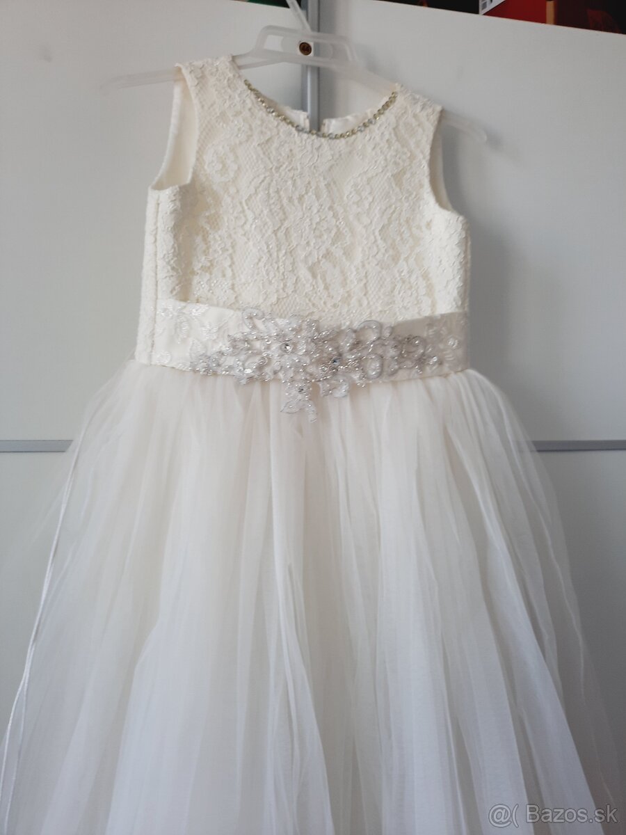 Dievčenské šaty veľ.140-146, kremové