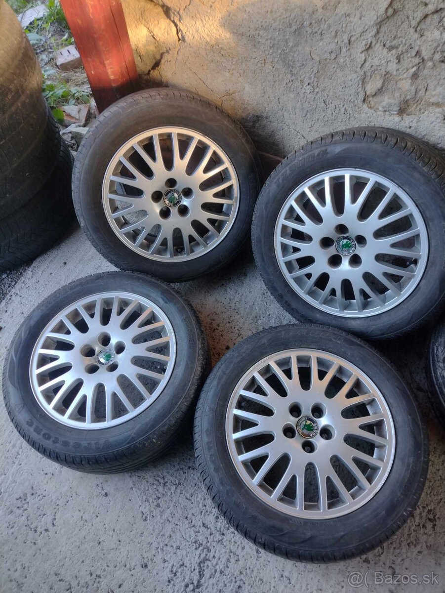 4ks alu disky orig. Škoda 5x100 r16 pneu 205/54 r16 6mm