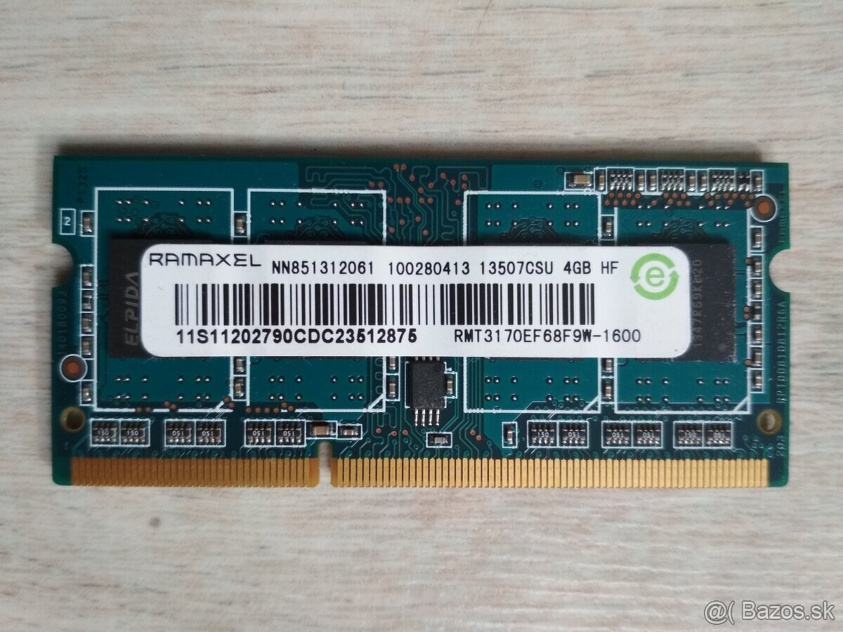 Pamat Ramaxel 4GB RAM PC3-12800 do notebooku