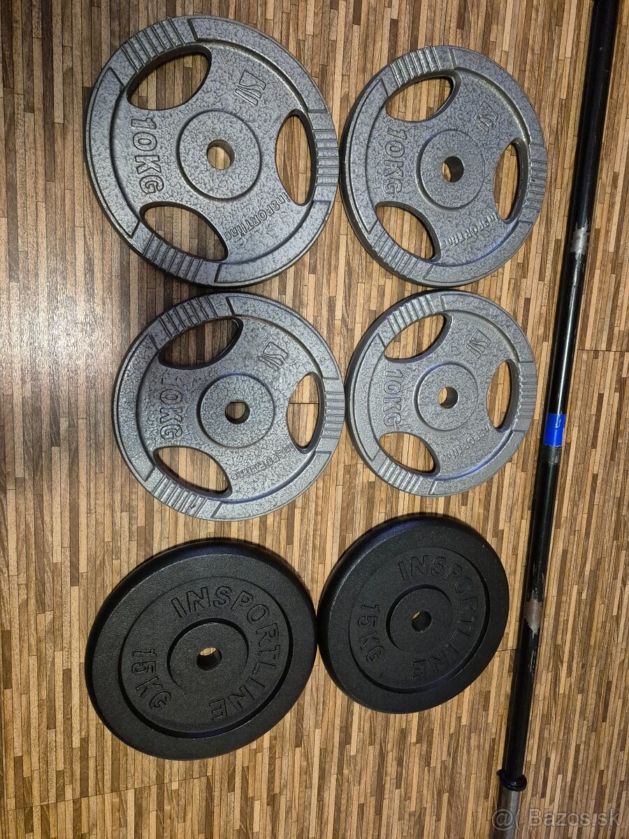 Kotuče Insportline 2x15kg -4x10kg Tyč170cm