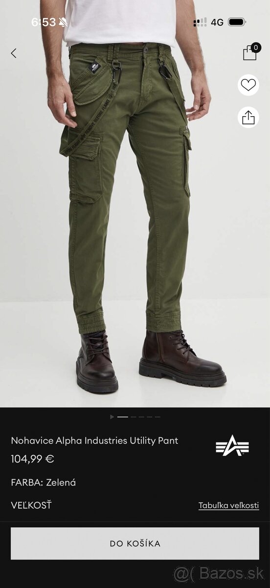 Nohavice Alpha Industries Utility Pant
