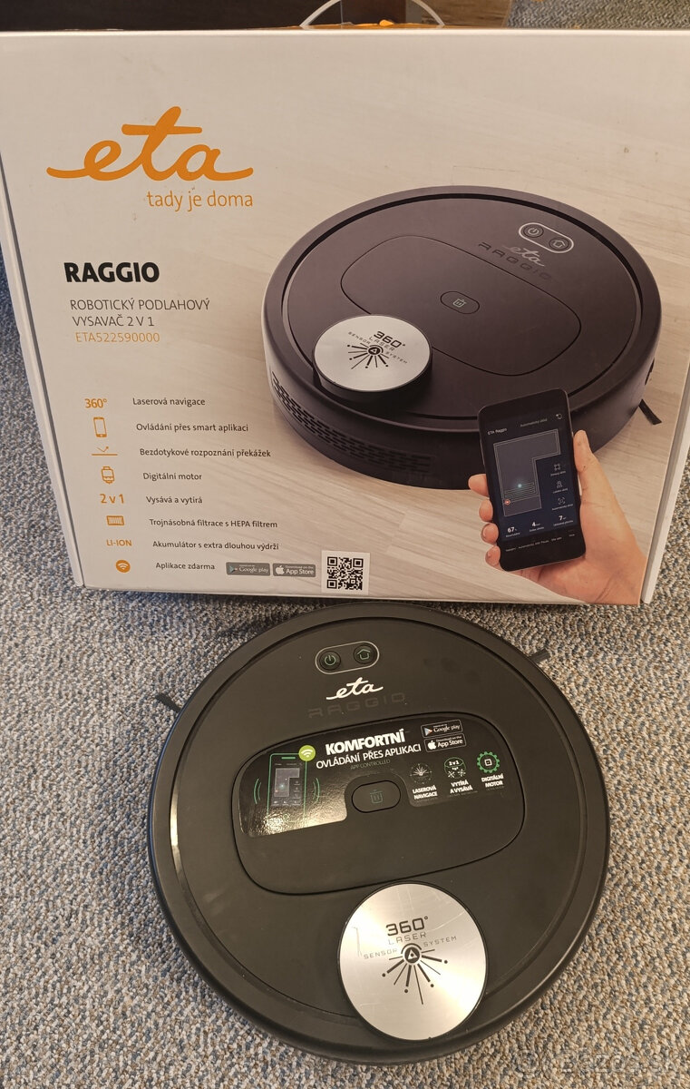 Predám robotický vysávač ETA RAGGIO v krabici,neviem spárova
