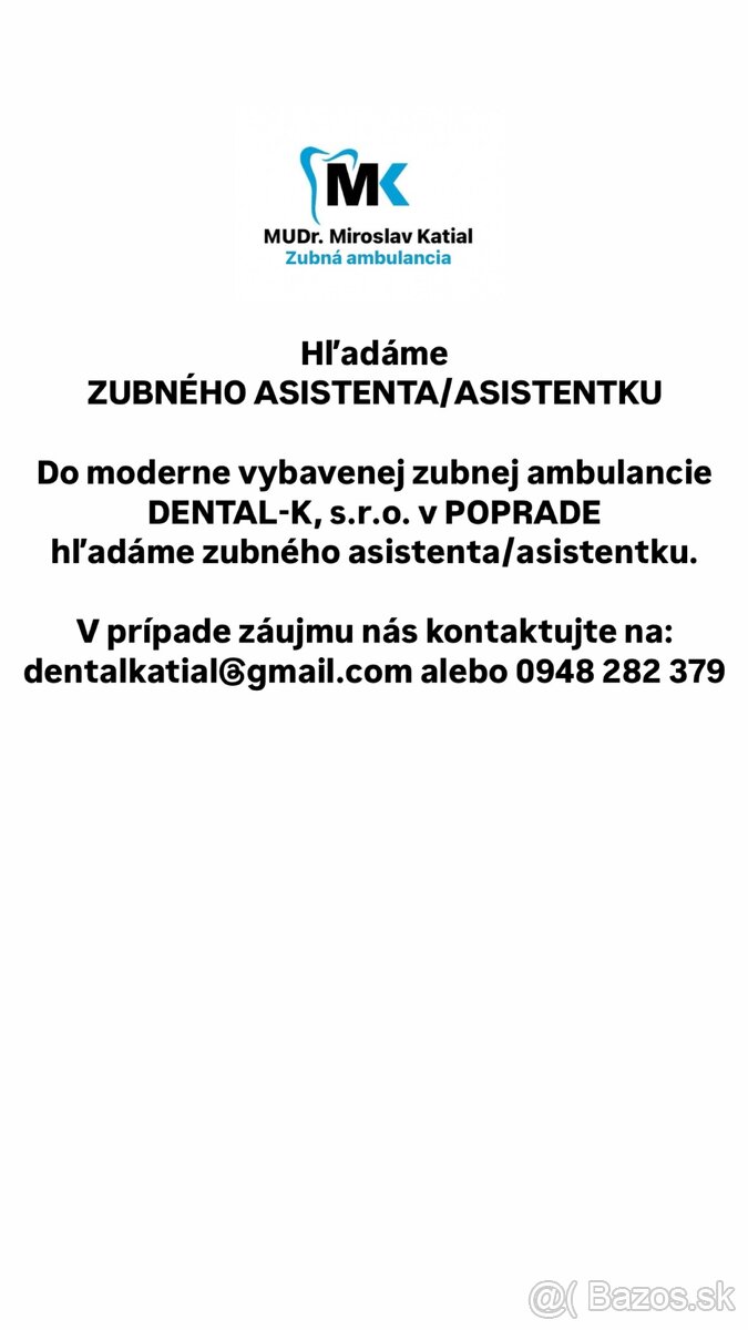 Zubný asistent / asistentka v Poprade