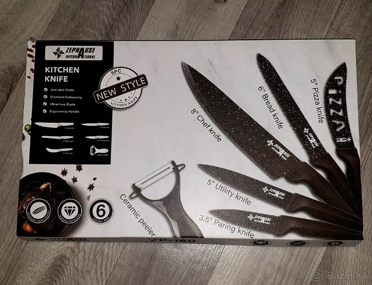 6-dielny set nožov s keramickou škrabkou