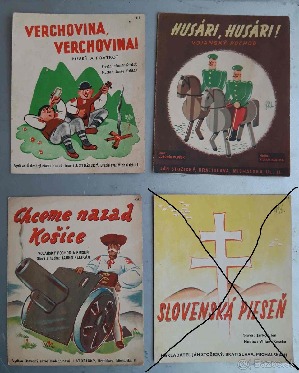 Slovenský štat- predám dobove noty-piesne,rozne..Pochody HG,