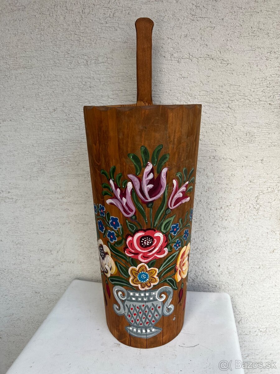 Drevene rucne malovane vedro nadoba