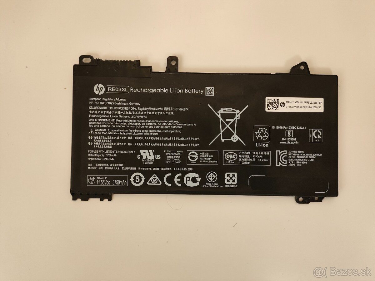 Predám batériu HP RE03XL – 70 cyklov