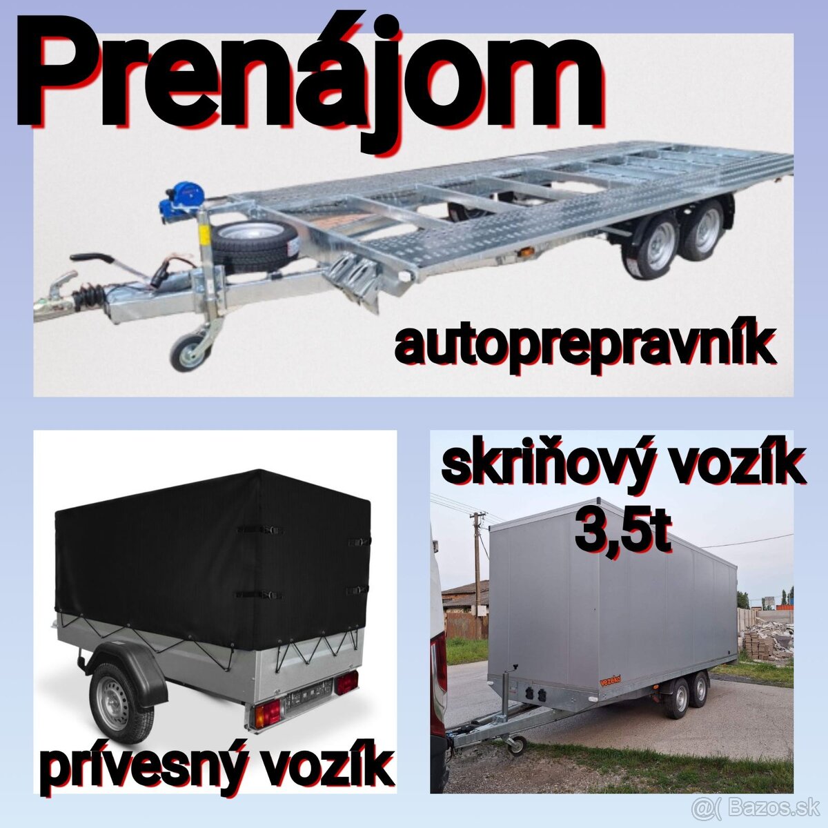 Trojstranný sklápač,autoprepravník,privesný vozík,