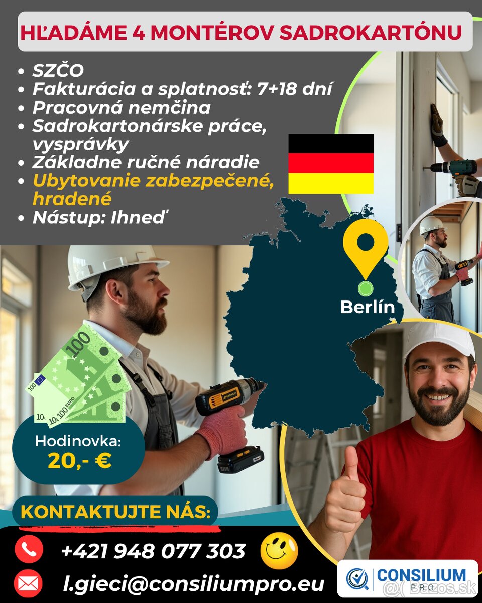 Hľadáme štyroch montérov sadrokartónu.