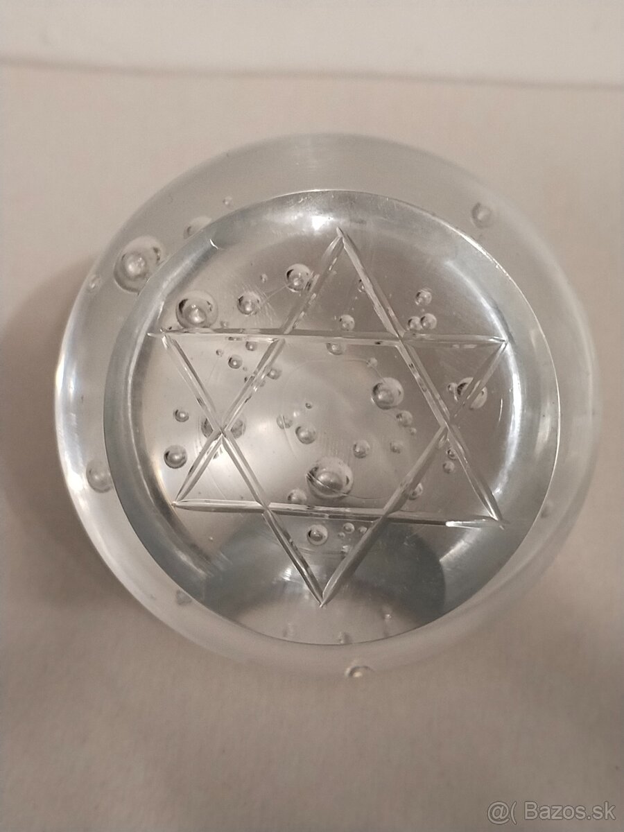 Těžítko křišťálové s Davidovou hvězdou