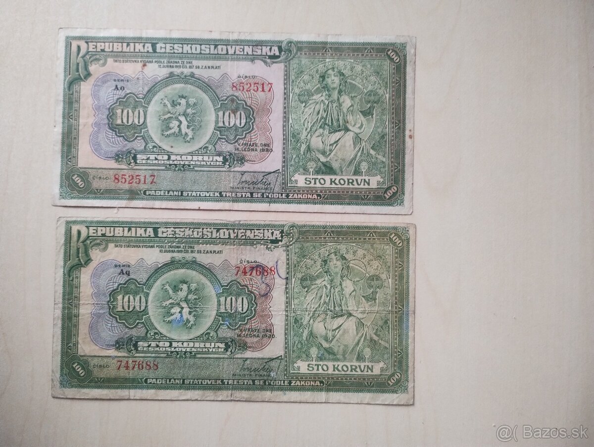 predám staré bankovky československo