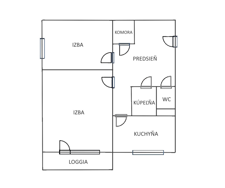 2 izbový byt, kumbál, Loggia, Jenisejská ul, Košice