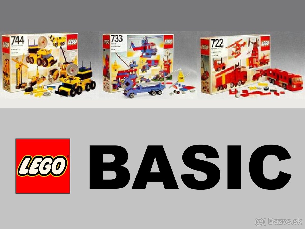 3x LEGO BASIC - 722 733 744 - LEN KRABICE